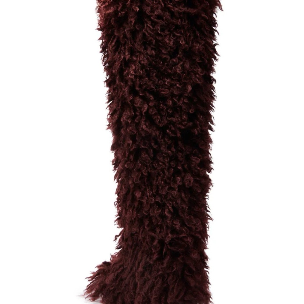 Faux Shearling Over-the-Knee Boot in Deep Burgundy - Picture 2 of 4
